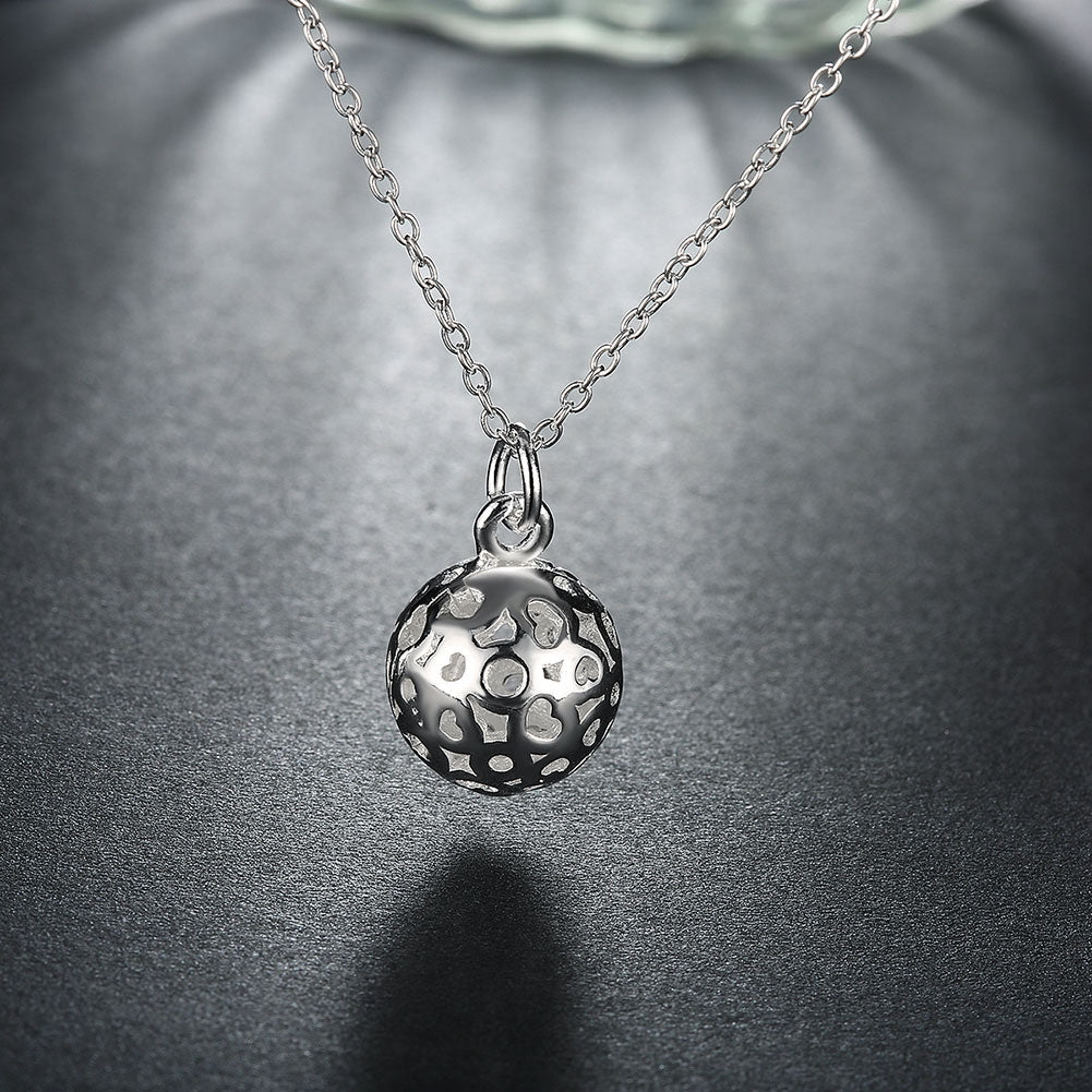 Filigree Ball Necklace in 18K White Gold Plated