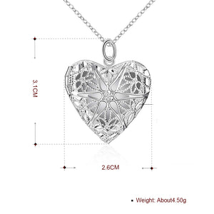 Filigree Large Heart Necklace in 18K White Gold Plated