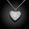 Filigree Large Heart Necklace in 18K White Gold Plated