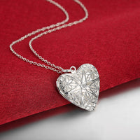 Filigree Large Heart Necklace in 18K White Gold Plated