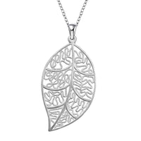 Filigree Leaf Necklace in 18K White Gold Plated