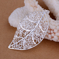 Filigree Leaf Necklace in 18K White Gold Plated