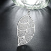 Filigree Leaf Necklace in 18K White Gold Plated