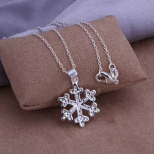 Snowflake Pave Necklace in 18K White Gold Plated