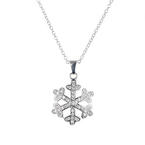 Snowflake Pave Necklace in 18K White Gold Plated