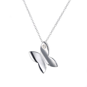 Butterfly Necklace in 18K White Gold Plated