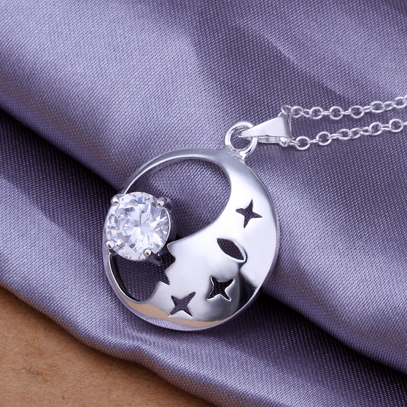 Good Night Mom Necklace in 18K White Gold Plated