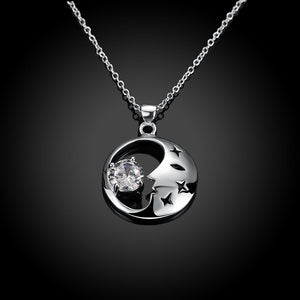 Good Night Mom Necklace in 18K White Gold Plated