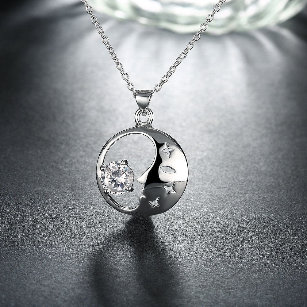 Good Night Mom Necklace in 18K White Gold Plated