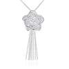 Flower Drop Necklace in 18K White Gold Plated