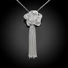 Flower Drop Necklace in 18K White Gold Plated