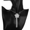 Flower Drop Necklace in 18K White Gold Plated