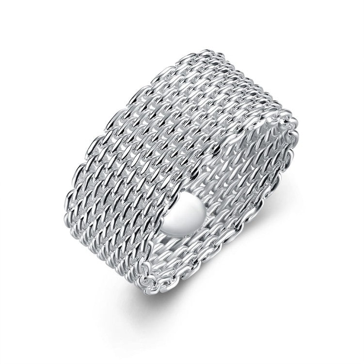 Sterling Silver Plated Woven Mesh Ring - Golden NYC Jewelry www.goldennycjewelry.com fashion jewelry for women