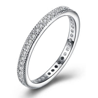Classic Swarovski Crystal Wedding Band Ring Set in 18K White Gold Plated