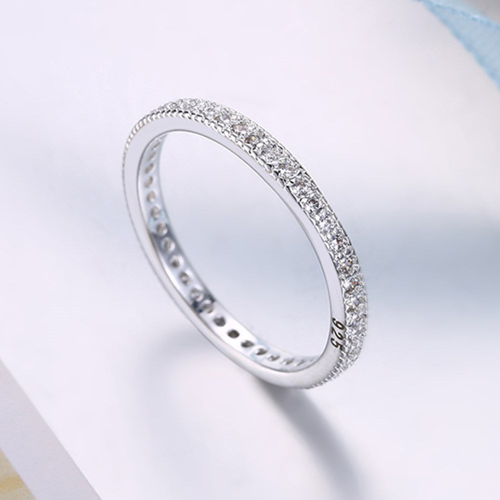 Classic Swarovski Crystal Wedding Band Ring Set in 18K White Gold Plated