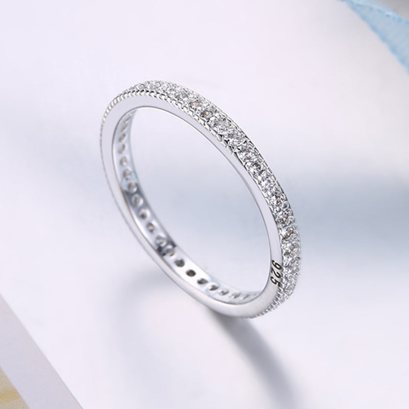 Classic Swarovski Crystal Wedding Band Ring Set in 18K White Gold Plated