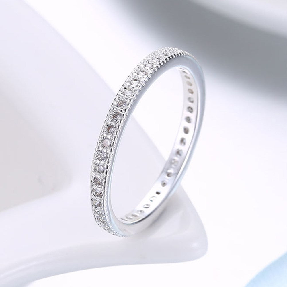 Classic Swarovski Crystal Wedding Band Ring Set in 18K White Gold Plated