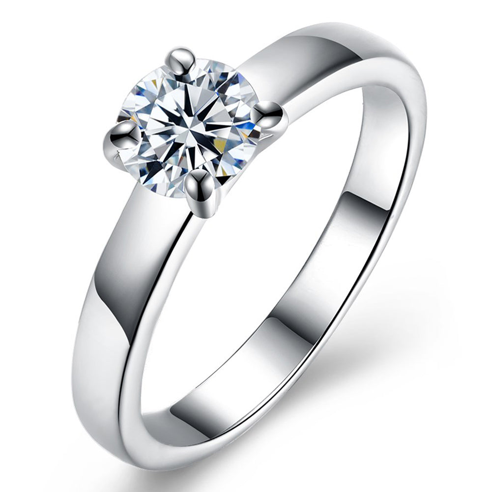 18K White Gold Plated Single Swarovski Solitaire Ring, , Golden NYC Jewelry, Golden NYC Jewelry jewelryjewelry deals, swarovski crystal jewelry, groupon jewelry,, jewelry for mom,