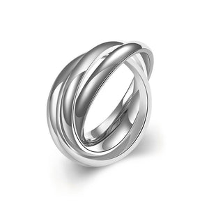 18k White Gold Bands Stainless Steel Rolling Ring - Golden NYC Jewelry