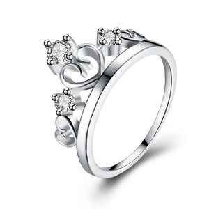 Austrian Elements Crown Design Ring in 18K White Gold