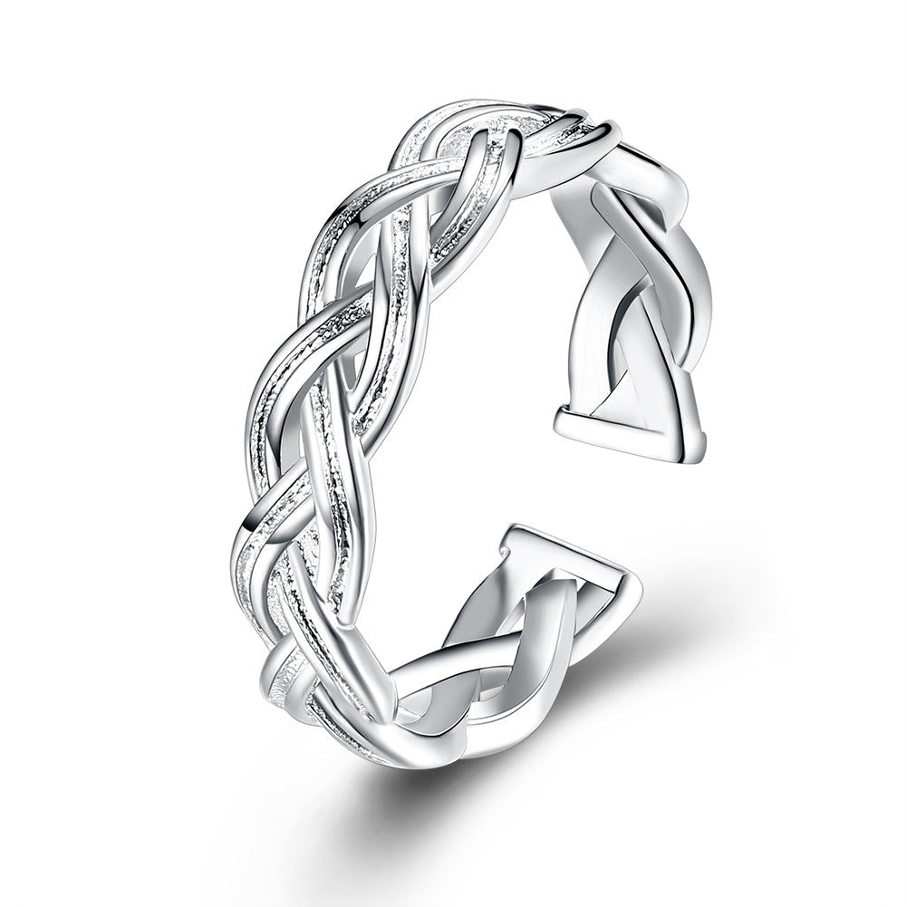 18K White Gold Plated Adjustable Braided Ring, , Golden NYC Jewelry, Golden NYC Jewelry jewelryjewelry deals, swarovski crystal jewelry, groupon jewelry,, jewelry for mom,