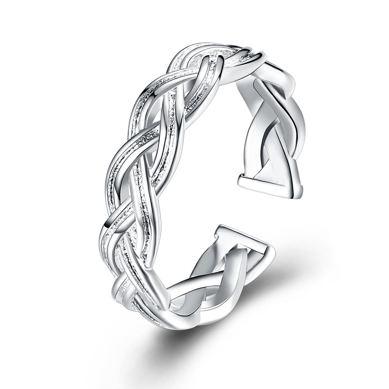 18K White Gold Plated Adjustable Braided Ring, , Golden NYC Jewelry, Golden NYC Jewelry jewelryjewelry deals, swarovski crystal jewelry, groupon jewelry,, jewelry for mom,