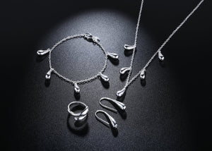 4 Piece Waterdrop Jewelry 18K White Gold Plated Set in 18K White Gold Plated