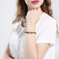 Brown Stone Adjustable Natural Stone Bracelet in 18K White Gold Plated, Bracelet, Golden NYC Jewelry, Golden NYC Jewelry jewelryjewelry deals, swarovski crystal jewelry, groupon jewelry,, jewelry for mom,