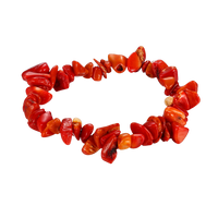 Red Brick Adjustable Natural Stone Bracelet in 18K White Gold Plated