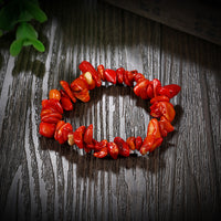 Red Brick Adjustable Natural Stone Bracelet in 18K White Gold Plated