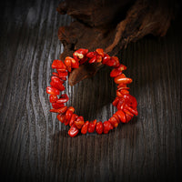 Red Brick Adjustable Natural Stone Bracelet in 18K White Gold Plated