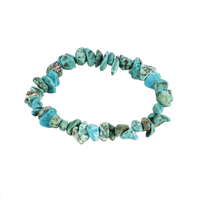 Turquoise Adjustable Natural Stone Bracelet in 18K White Gold Plated