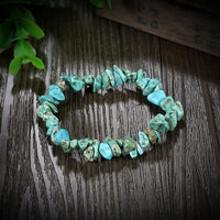 Turquoise Adjustable Natural Stone Bracelet in 18K White Gold Plated