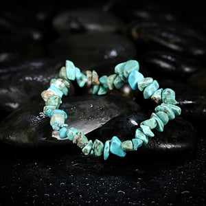 Turquoise Adjustable Natural Stone Bracelet in 18K White Gold Plated