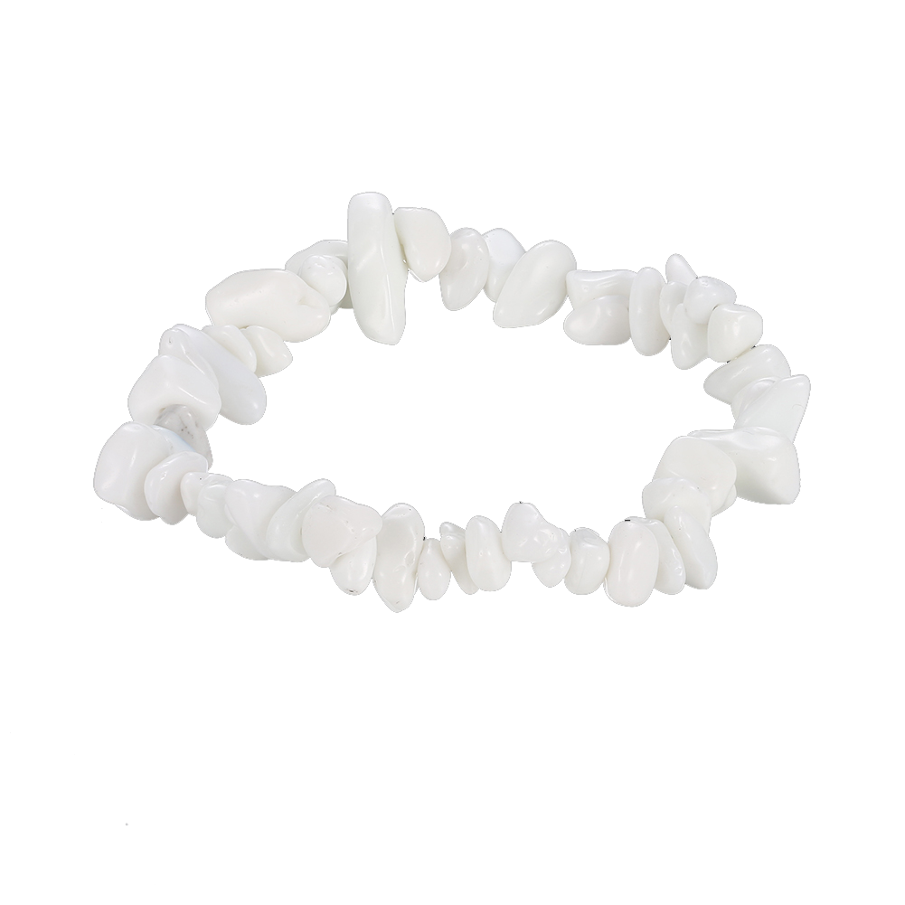 White Stone Adjustable Natural Stone Bracelet in 18K White Gold Plated