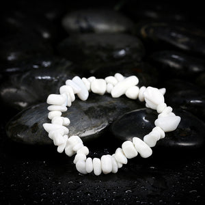 White Stone Adjustable Natural Stone Bracelet in 18K White Gold Plated