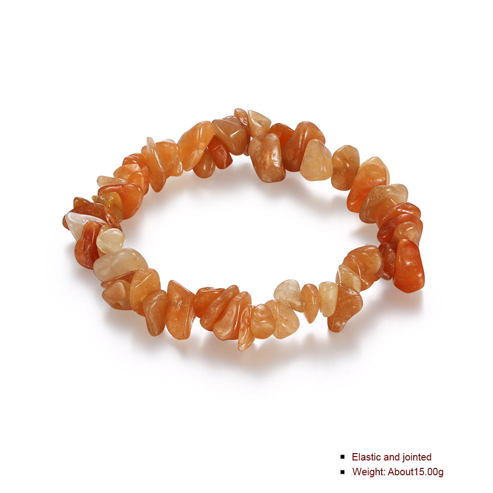 Orange Adjustable Natural Stone Bracelet in 18K White Gold Plated