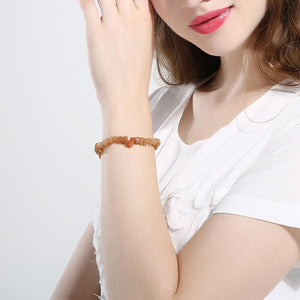 Orange Adjustable Natural Stone Bracelet in 18K White Gold Plated