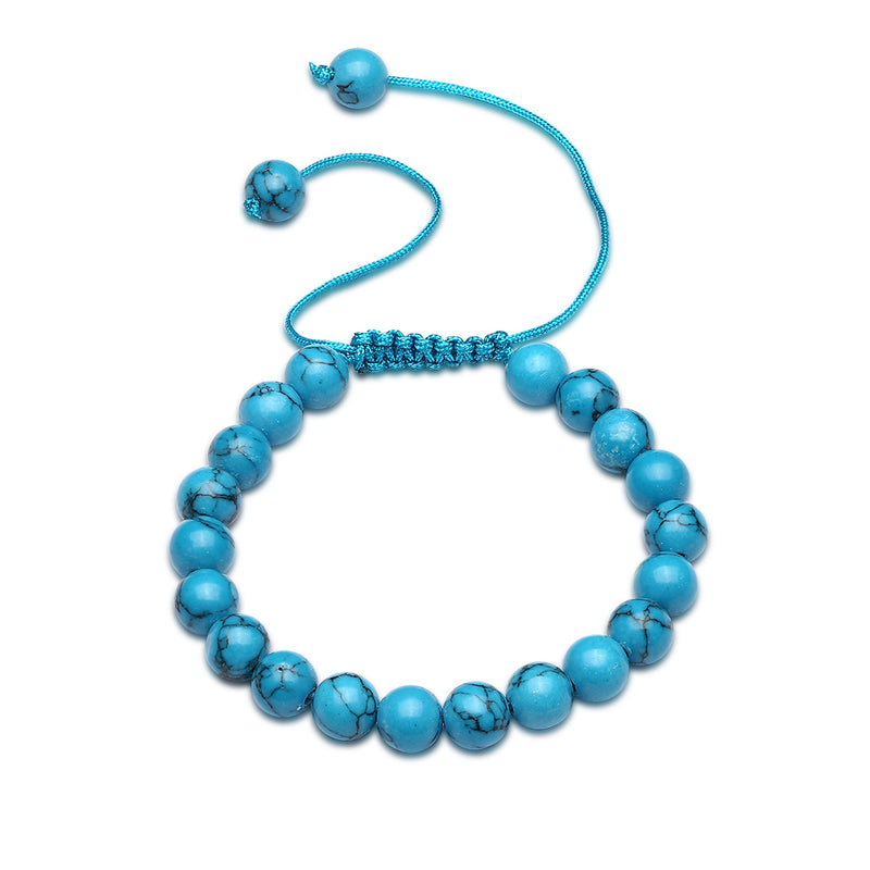 Aqua Blue Adjustable Natural Stone Bracelet in 18K White Gold Plated, Bracelet, Golden NYC Jewelry, Golden NYC Jewelry jewelryjewelry deals, swarovski crystal jewelry, groupon jewelry,, jewelry for mom,