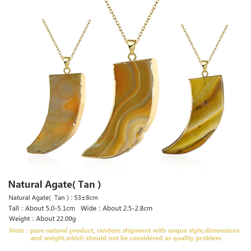 Tan Natural Stone Necklace in 18K Gold Plated