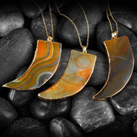 Tan Natural Stone Necklace in 18K Gold Plated