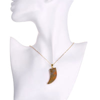 Tan Natural Stone Necklace in 18K Gold Plated