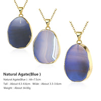 Blue Agate Natural Stone Necklace in 18K Gold Plated, Necklace, Golden NYC Jewelry, Golden NYC Jewelry jewelryjewelry deals, swarovski crystal jewelry, groupon jewelry,, jewelry for mom,