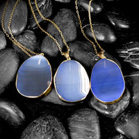 Blue Agate Natural Stone Necklace in 18K Gold Plated, Necklace, Golden NYC Jewelry, Golden NYC Jewelry jewelryjewelry deals, swarovski crystal jewelry, groupon jewelry,, jewelry for mom,