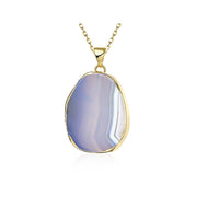 Blue Agate Natural Stone Necklace in 18K Gold Plated, Necklace, Golden NYC Jewelry, Golden NYC Jewelry jewelryjewelry deals, swarovski crystal jewelry, groupon jewelry,, jewelry for mom,