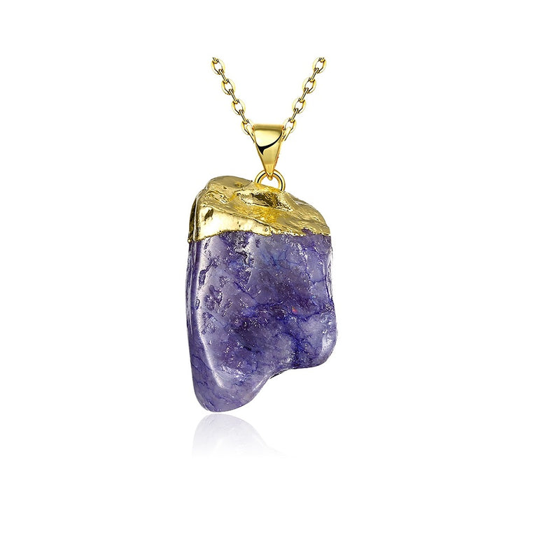 Purple Natural Stone Necklace in 18K Gold Plated