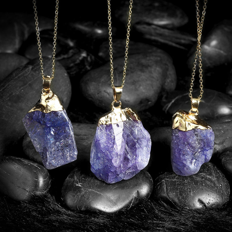 Purple Natural Stone Necklace in 18K Gold Plated