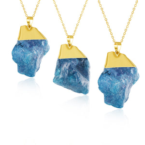 Surfer Blue Natural Stone Necklace in 18K Gold Plated