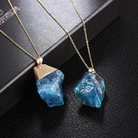 Surfer Blue Natural Stone Necklace in 18K Gold Plated