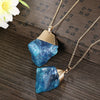 Surfer Blue Natural Stone Necklace in 18K Gold Plated
